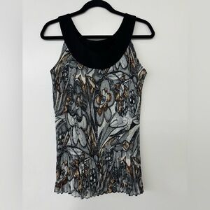 Vtg Black and Brown Floral Women's Blouse